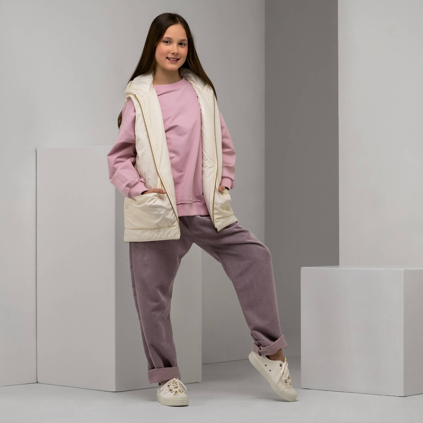 Mikina bez kapucne – SWEATSHIRT Jemná ružová – Obrázok 1